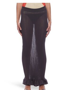 Sunnei Sheer Ribbed Knit Maxi Skirt in Black